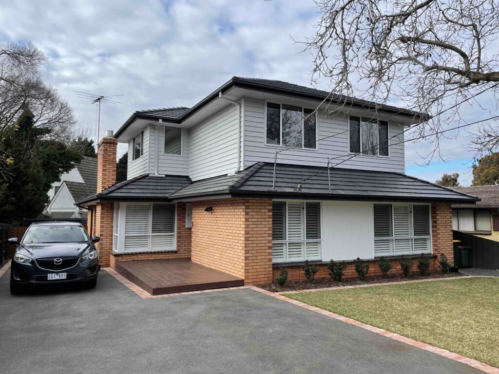 Second Storey Addition Forest Hill James hardie linea weatherboards grey dark tiled roof